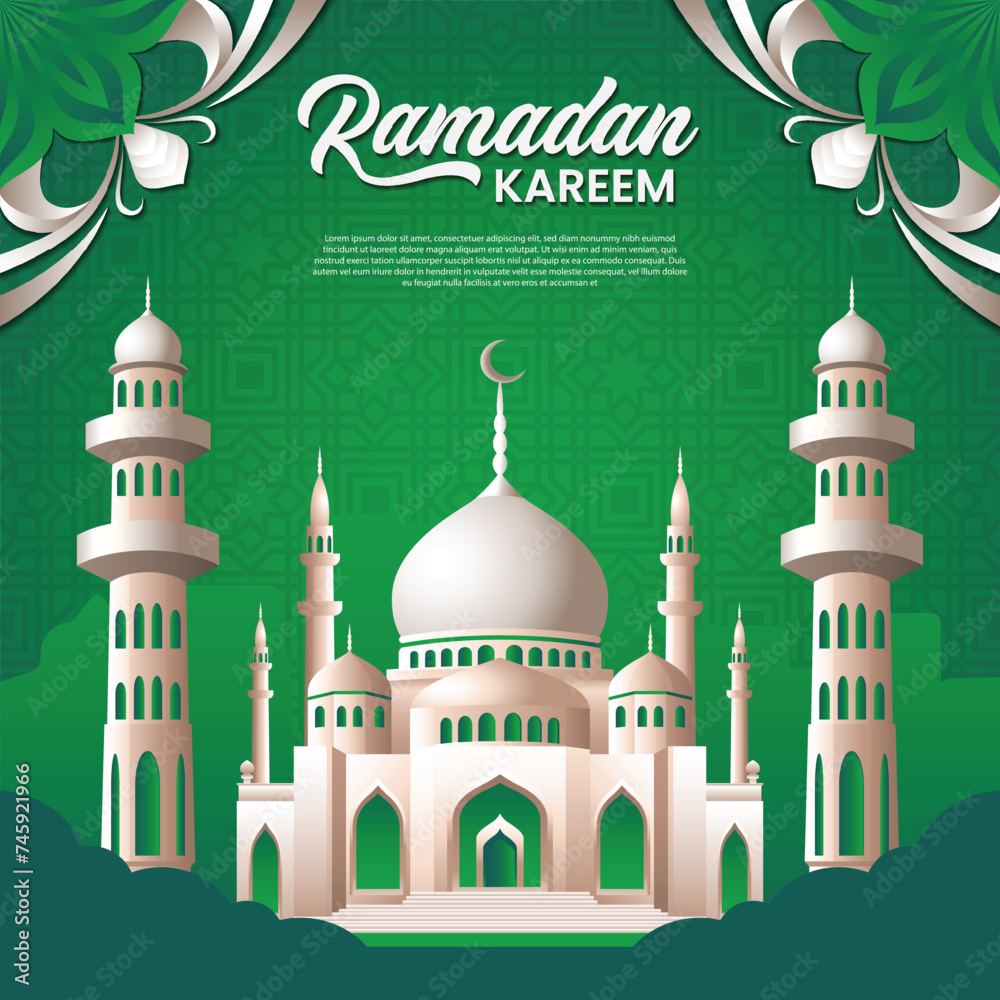 green ramadan kareem social media abstract background template