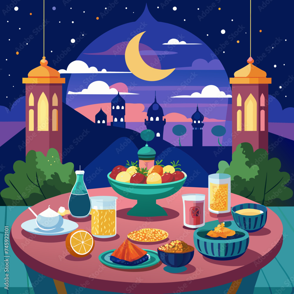 Ramadan Iftar vector illustration graphics