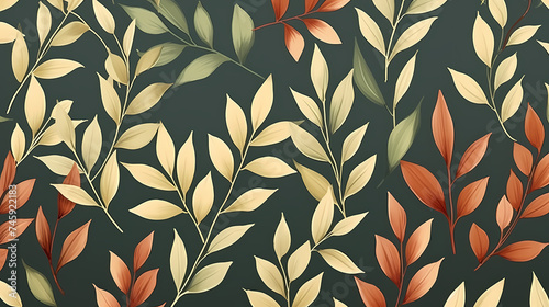 Abstract botanical art background vector, natural hand drawn pattern design