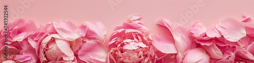 background of peonies and petals with place for text.