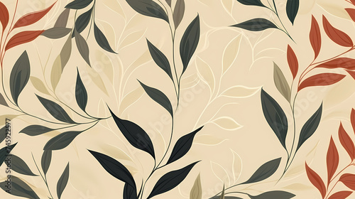 Abstract botanical art background vector, natural hand drawn pattern design