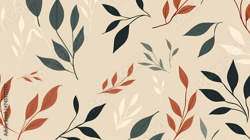 Abstract botanical art background vector, natural hand drawn pattern design