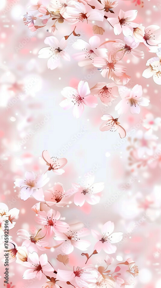 Fototapeta premium Cherry blossom isolated on white. AI generated art illustration.