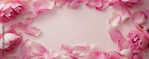 background of peonies and petals with place for text. © Yahor Shylau 