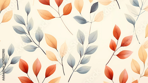 Abstract botanical art background vector, natural hand drawn pattern design