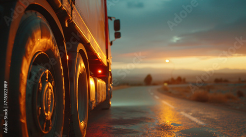 Close-up of a cargo truck on the road © Creative
