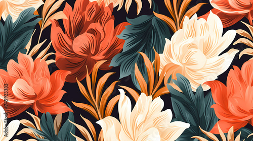 Abstract botanical art background vector, natural hand drawn pattern design