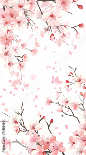  Cherry blossom isolated on white. AI generated art illustration.