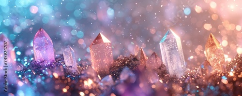 Shiny blurred background texture with crystals. photo