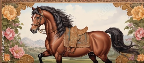 Royal Victorian art horse graphic illustration
