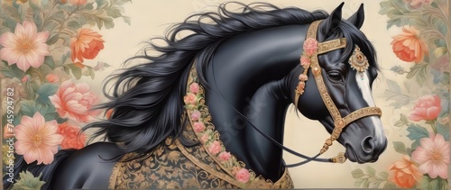 Royal Victorian art horse graphic illustration
