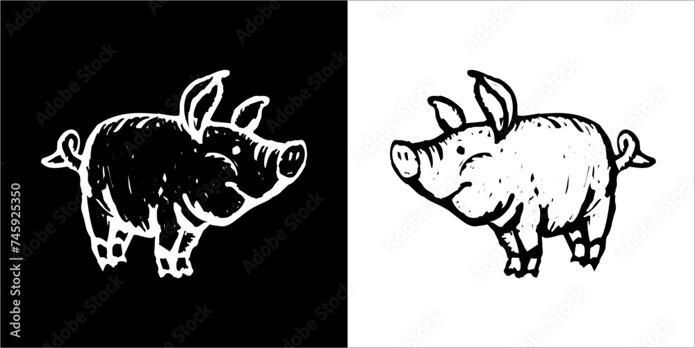 Obraz premium Illustration vector graphics of ZooWoodcuts icon