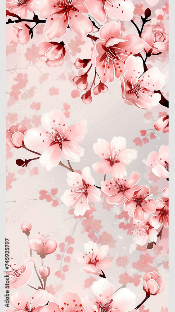 Cherry blossom isolated on white. AI generated art illustration. Cherry blossom isolated on white. AI generated art illustration.