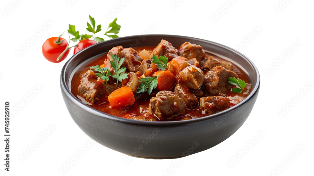 Goulash Delight on white background, PNG Format