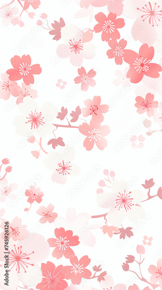 Cherry blossom isolated on white. AI generated art illustration.