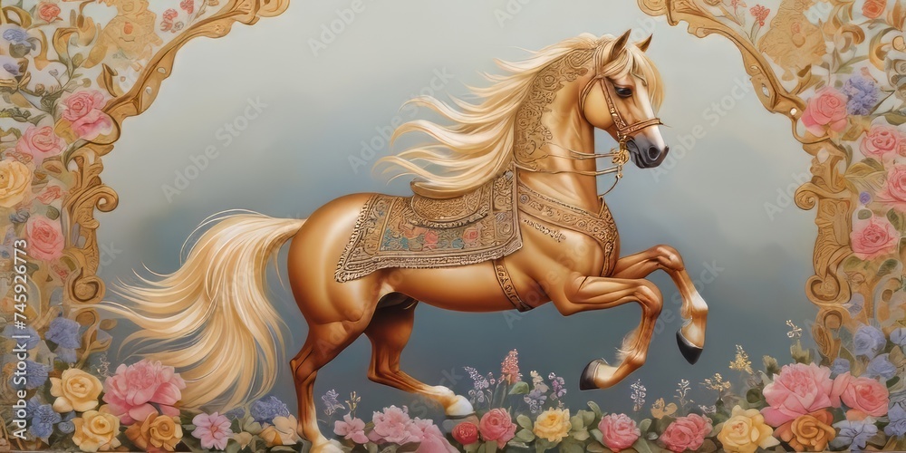 Royal Victorian art horse graphic illustration Royal Victorian art horse graphic illustration