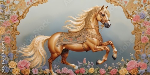 Royal Victorian art horse graphic illustration 
