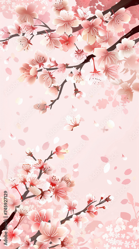 Cherry blossom isolated on white. AI generated art illustration.