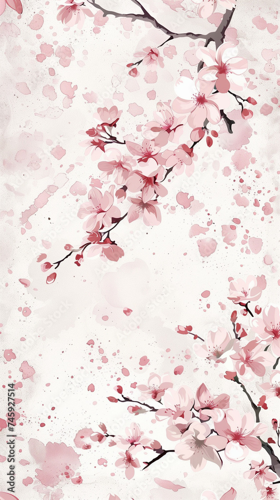 Cherry blossom isolated on white. AI generated art illustration. Cherry blossom isolated on white. AI generated art illustration.