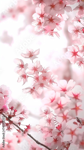 Cherry blossom isolated on white. AI generated art illustration.