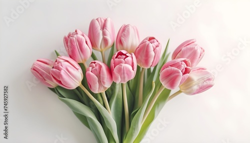 Bouquet of pink tulips on a white background © Anastasiia Bublyk