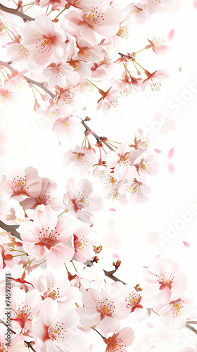 Cherry blossom isolated on white. AI generated art illustration.