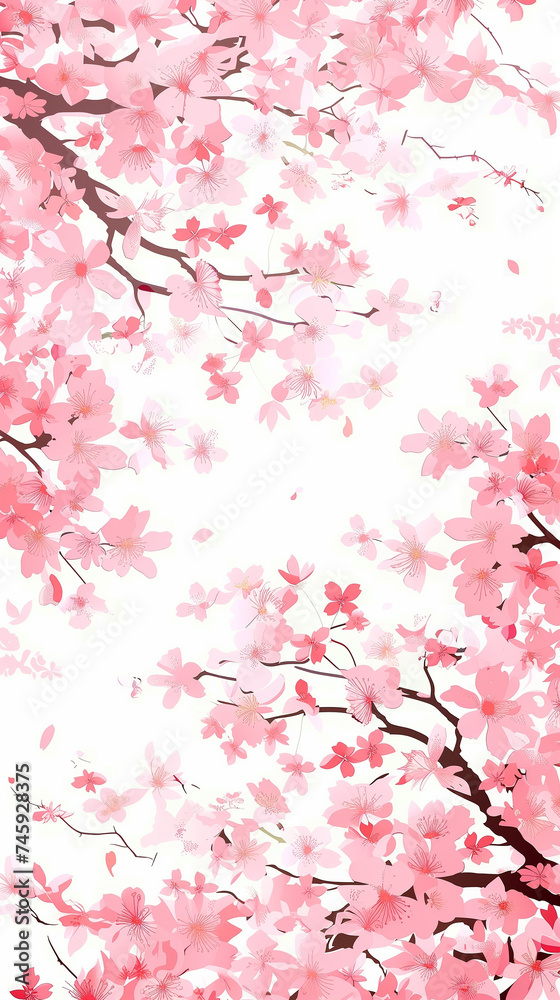 Cherry blossom isolated on white. AI generated art illustration. Cherry blossom isolated on white. AI generated art illustration.