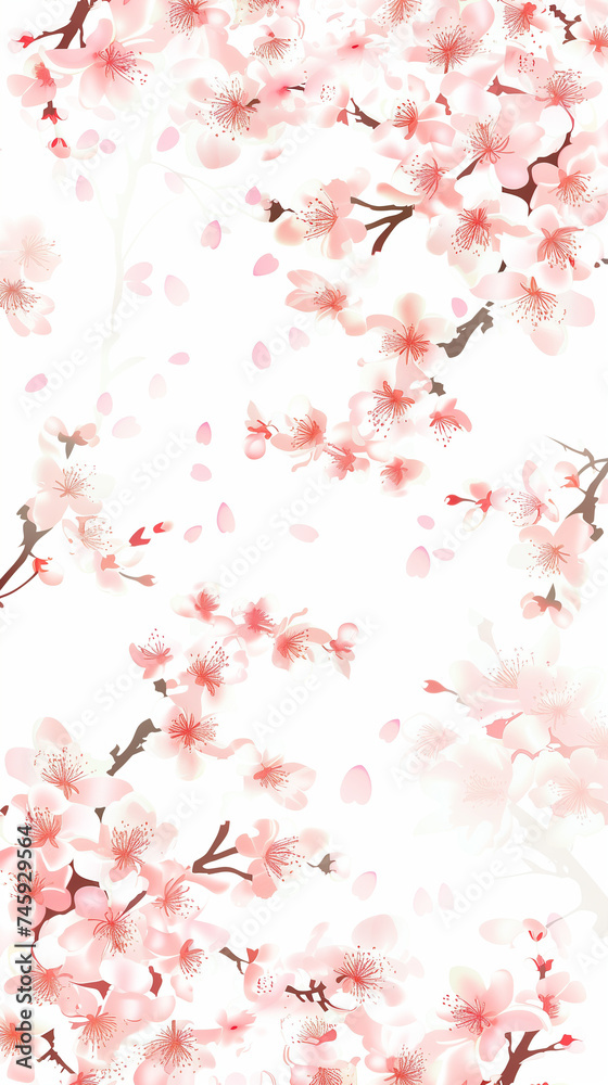 Cherry blossom isolated on white. AI generated art illustration. Cherry blossom isolated on white. AI generated art illustration.