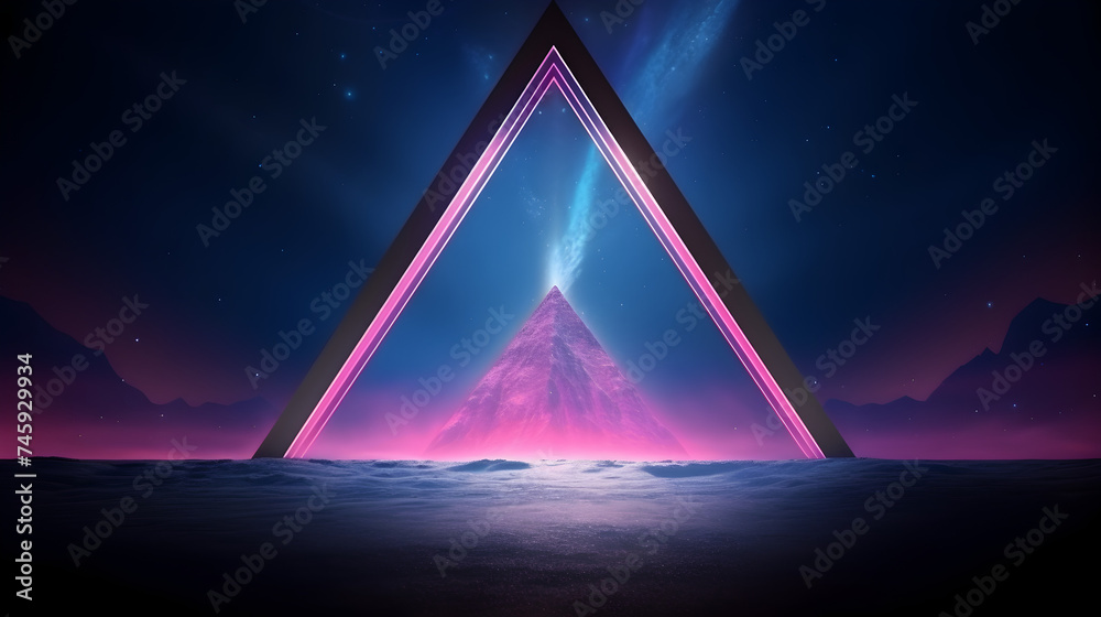 abstract background of pyramid in the night