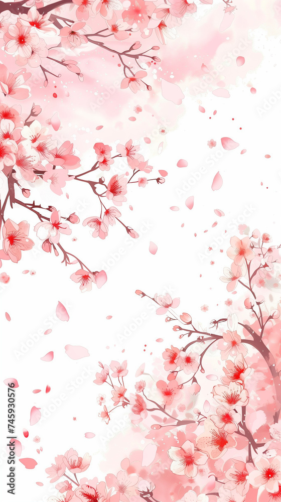 Cherry blossom isolated on white. AI generated art illustration. Cherry blossom isolated on white. AI generated art illustration.