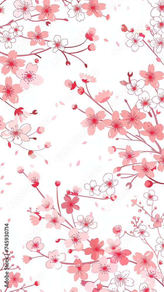 Cherry blossom isolated on white. AI generated art illustration. Cherry blossom isolated on white. AI generated art illustration.