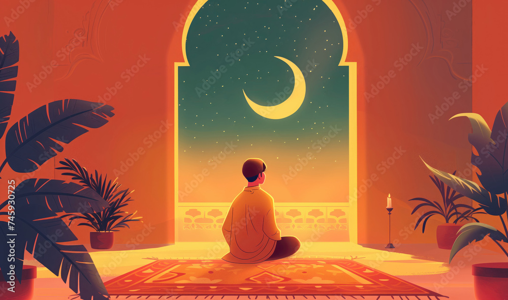 Ramadan Kareem, wait for iftar time break fasting - obrazy, fototapety, plakaty 