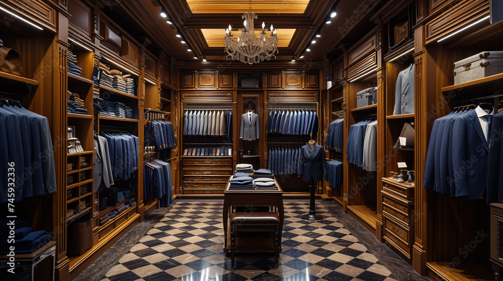 Clothing Store Ambiance. Luxurious Men's Suit Sophi.
