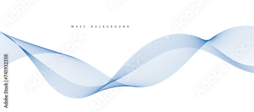 Vector abstract background with dynamic blue waves, lines.