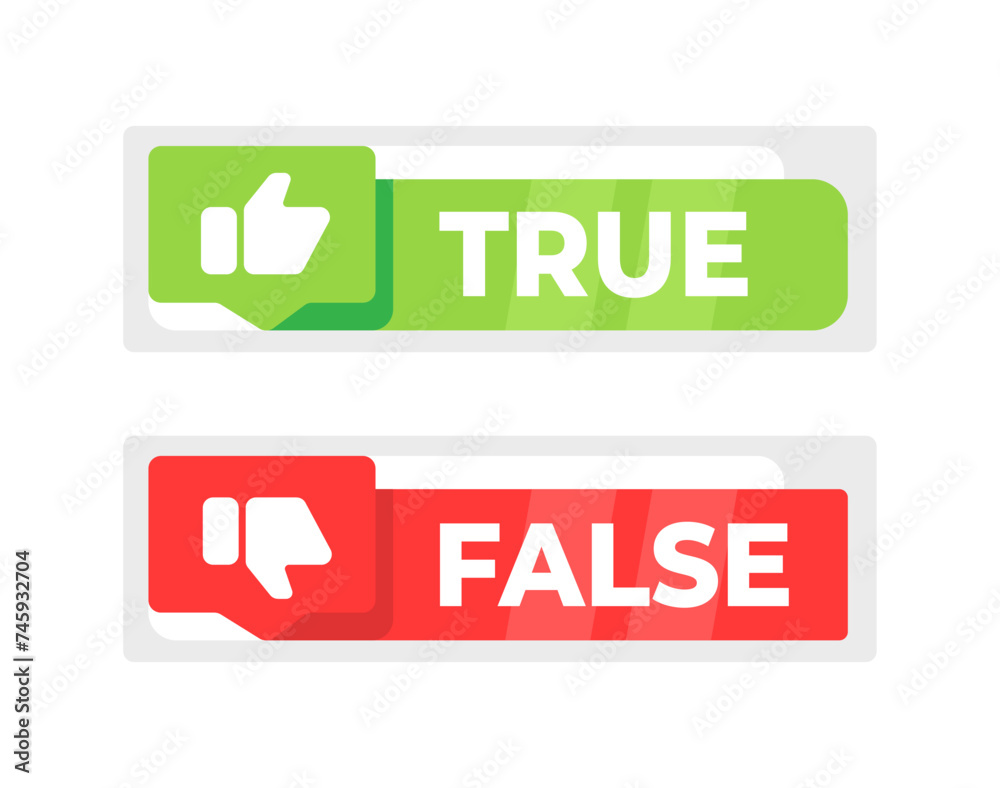 Fototapeta premium Green True and red False banner. Vector illustration