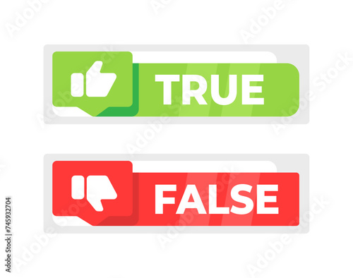 Green True and red False banner. Vector illustration