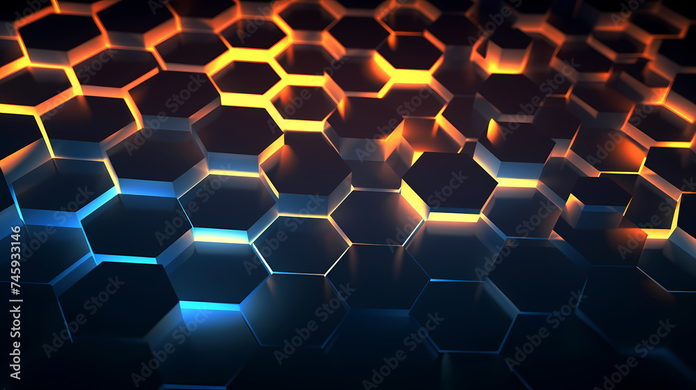 Hexagon geometry, hexagon print texture background banner panorama