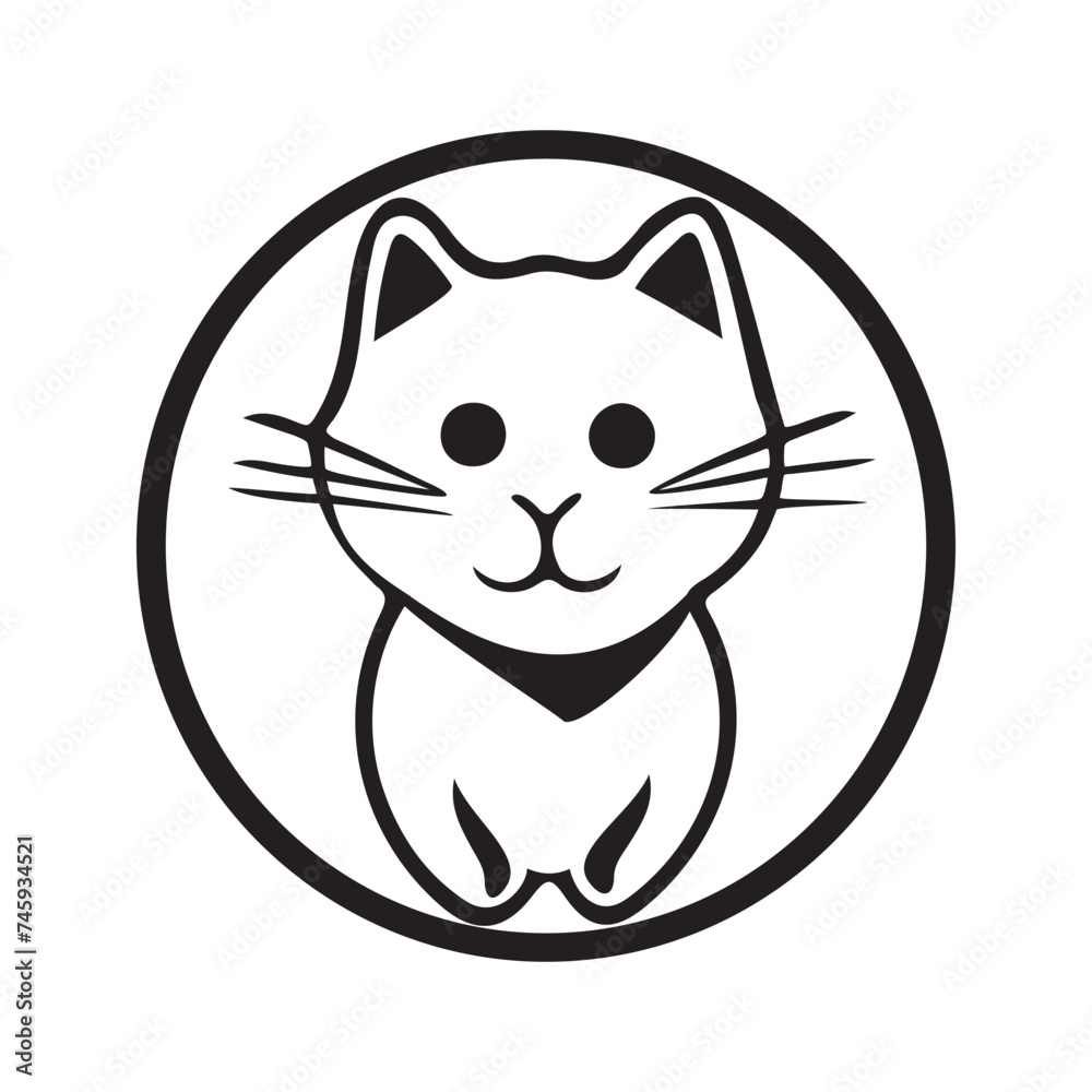 Cute white cat cartoon, vector illustration Stock Vector