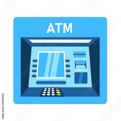 ATM Automated teller machine with current operation. Vector illustration