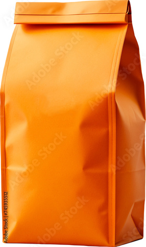 yellow coffee bag isolated on white
