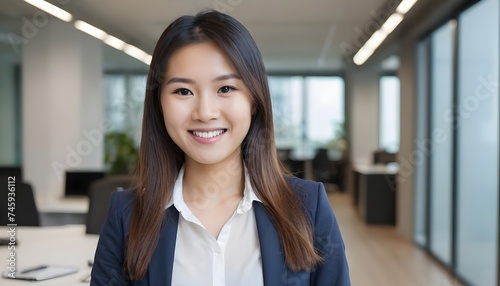 Professional, confident Asian business woman in office meeting room 