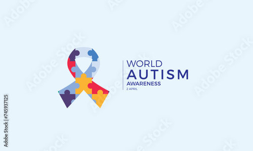 Flat world autism awareness day illustration
