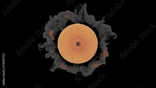 Mystic Fire Sphere: Formation and release of smoke on black.