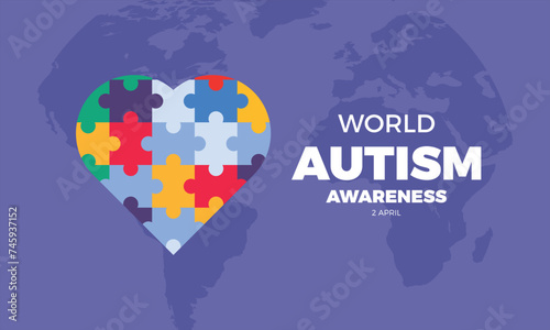 world autism awareness day illustration with puzzle pieces