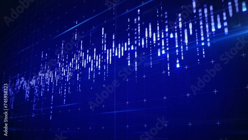 A computergenerated sound wave image on electric blue background