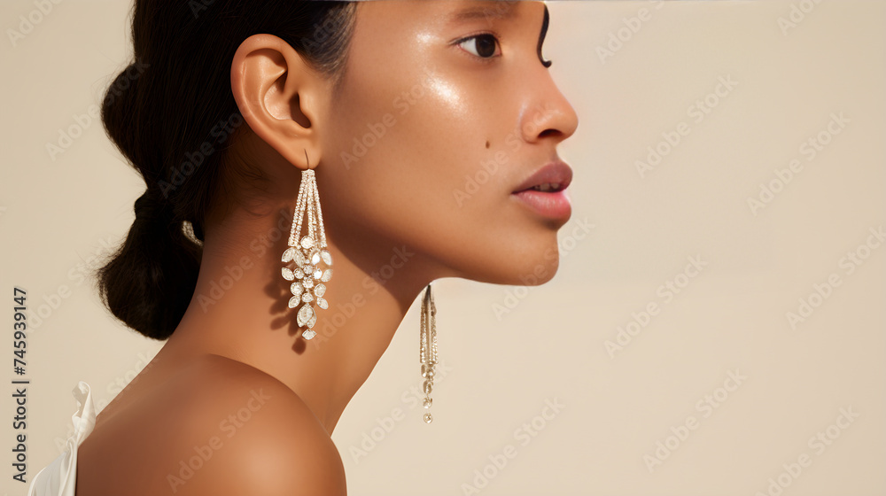 Luxurious Gold-Plated, Crystal-Studded Chain Link Earrings from H&M's Collection