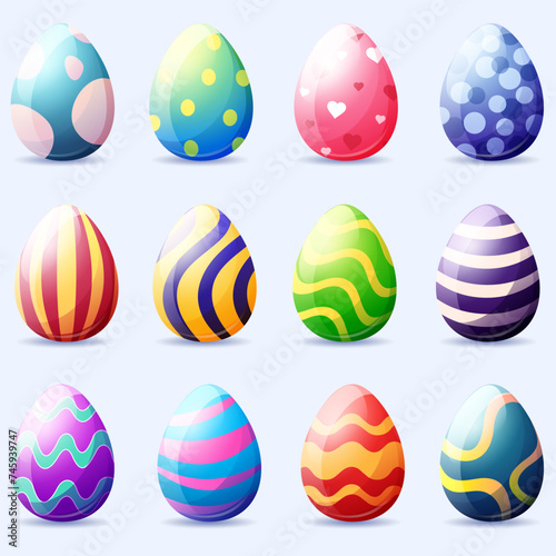 Easter eggs.Vector set colorful easter eggs with patterns