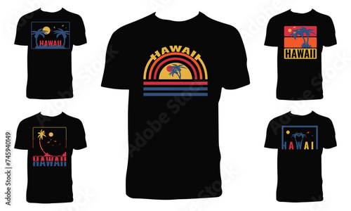 Hawaii Surfing Vector T Shirt Design Bundle