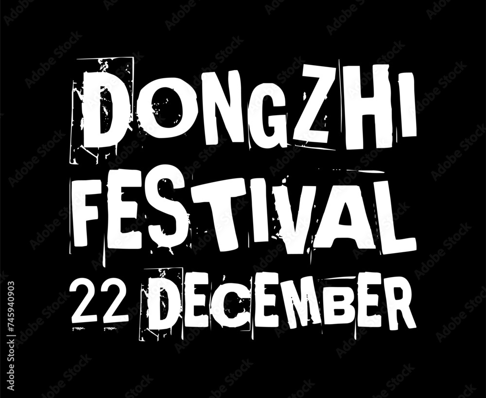 dongzhi festival 22 december simple typography with black background
