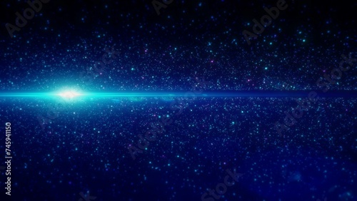 Fototapeta Naklejka Na Ścianę i Meble -  An astronomical object emits an electric blue light in the midnight sky